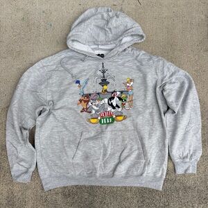 Looney Tunes Hoodie Juniors XXL Gray Friends Central Perk Warner Bros